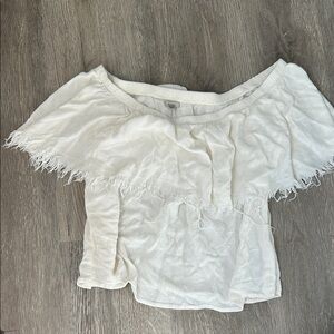 Urban Outfitters White Off-Shoulder Ruffle Tunic